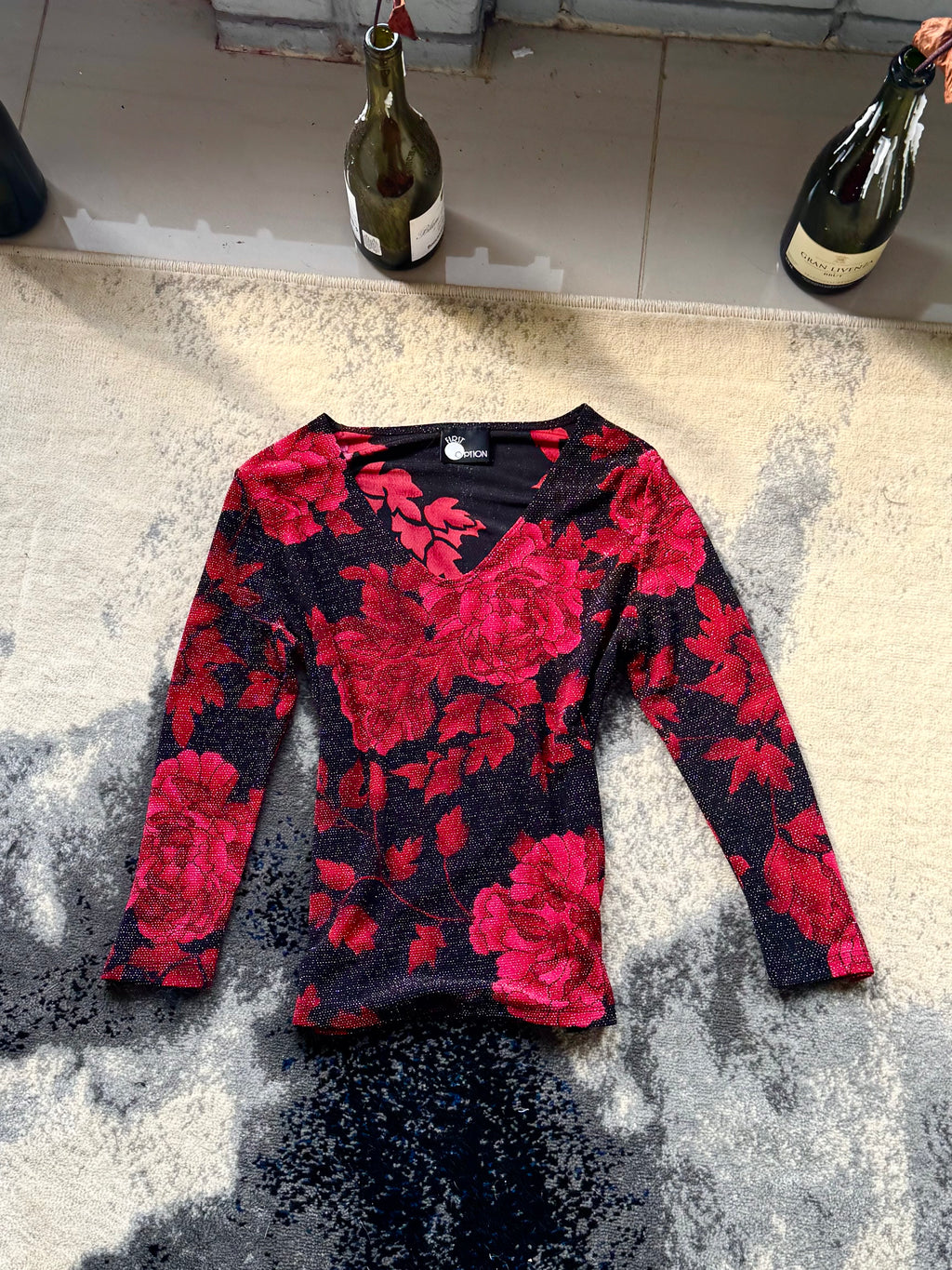 Vintage red flower top