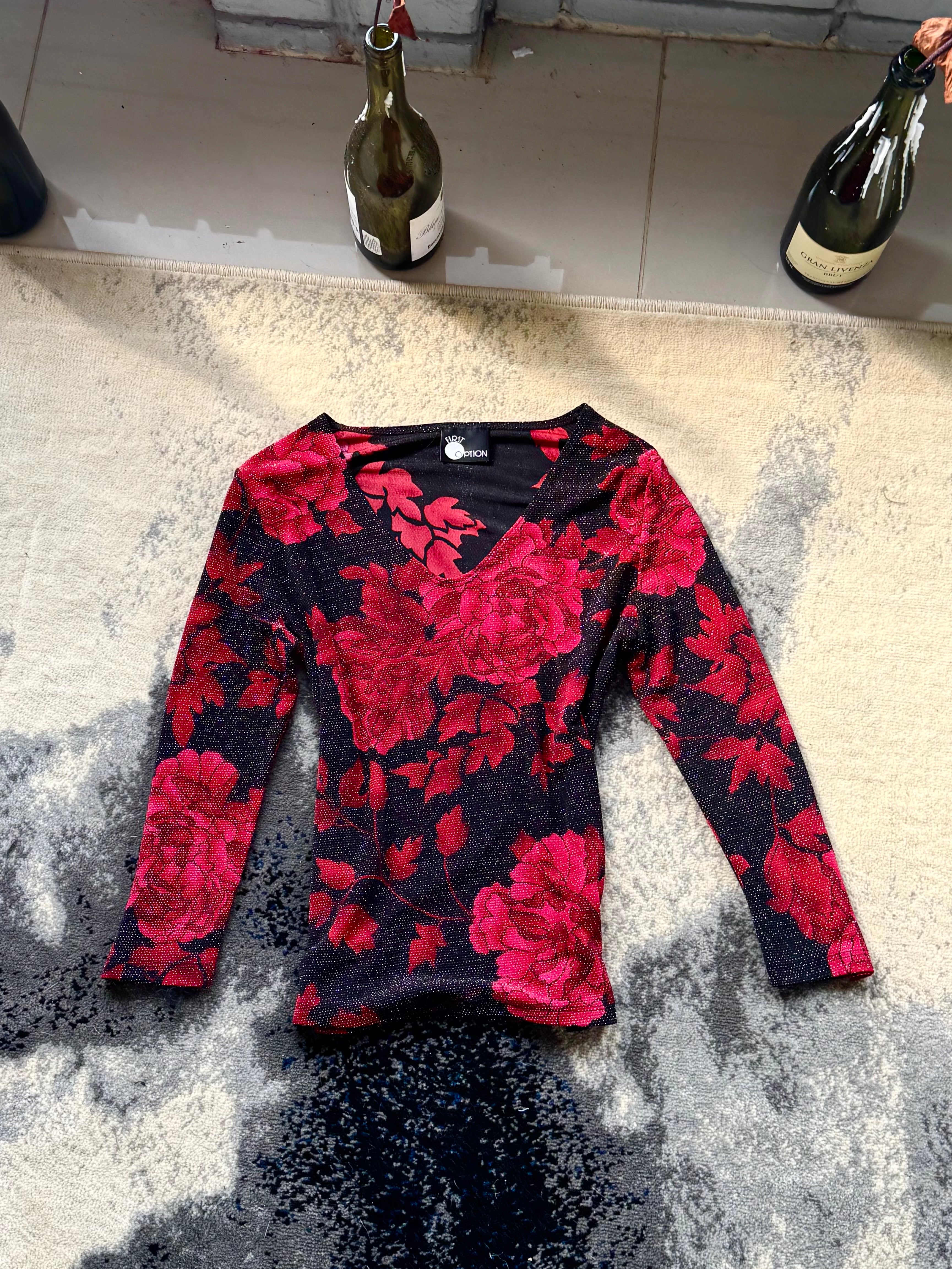Vintage red flower top